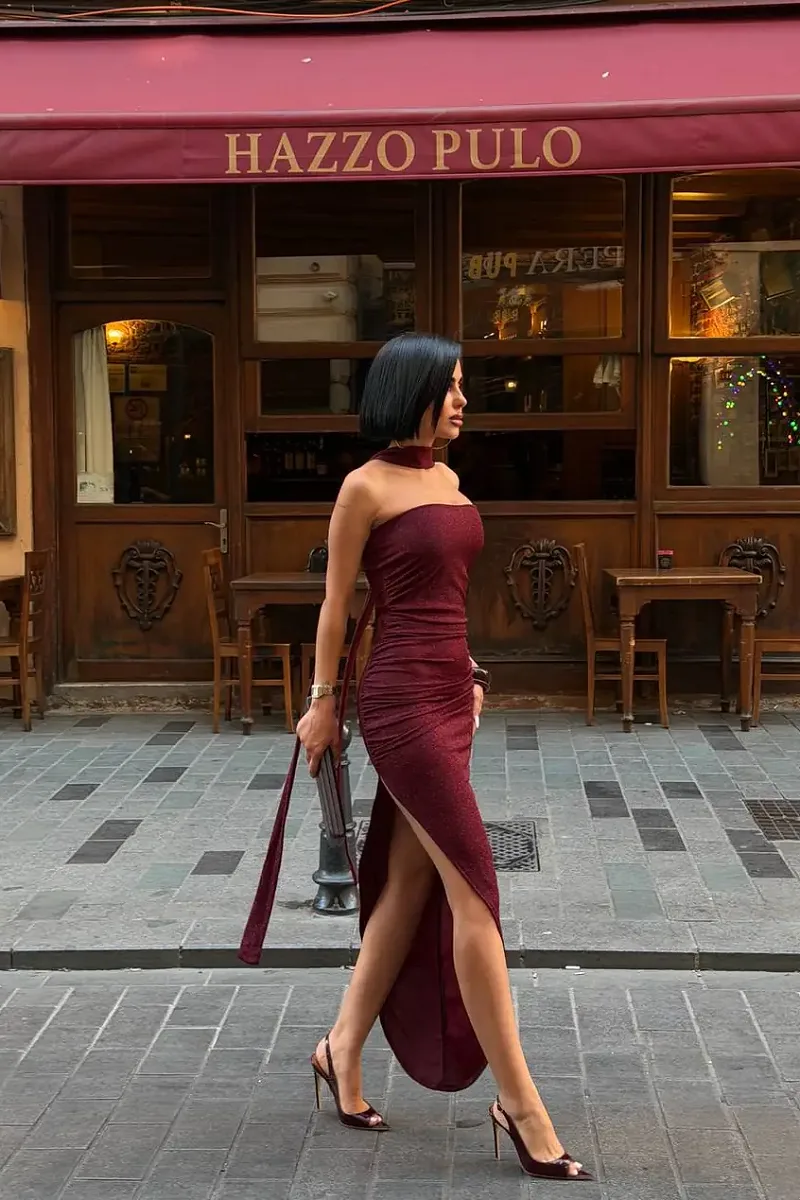 Ekru Keten Omzu Açık Pantolon